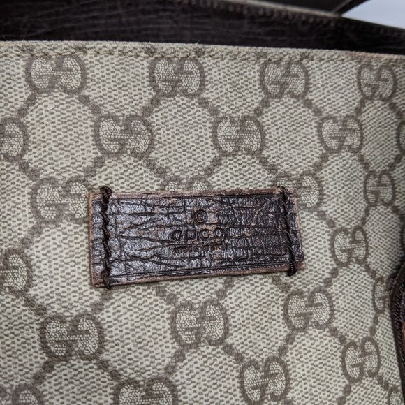GUCCI PVC Beige & Dark Brown Two Pocket Tote Bag - Picture 8 of 16